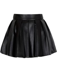 Balmain - Short Pleated Faux Leather Skirt - Lyst