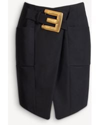 Balmain - Belted Grain De Poudre Skirt - Lyst