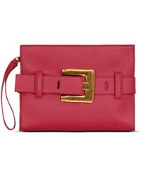 Balmain - Anthem Smooth Leather Clutch - Lyst