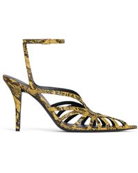 Balmain - Python-Effect Leather Cage Sandals - Lyst
