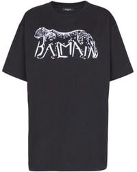 Balmain - T-Shirt With Leopard Print - Lyst