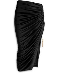 Balmain - Flowing Jersey Midi Skirt With Slit - Lyst