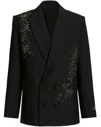 Balmain - Wool Blazer With Sand Effect Amethyst Embroidery - Lyst
