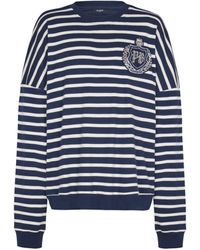 Balmain - Cotton College Emblem Sweatshirt With Breton Stripes - Lyst
