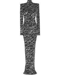 Balmain - Long "Love Letter" Jacquard Knit Dress - Lyst