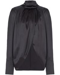 Balmain - Draped Silk Blouse - Lyst