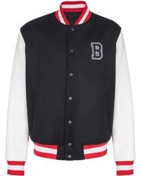 Balmain - Varsity Wool And Faux Leather Jacket - Lyst