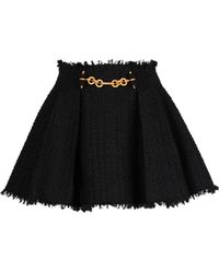 Balmain - Pleated Flared Tweed Skirt - Lyst