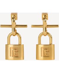 Balmain - Brass Pulse Padlock Earrings - Lyst