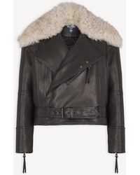 Balmain - Leather Jacket With Shearling Collar - Lyst