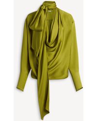 Balmain - Draped Silk Charmeuse Blouse - Lyst