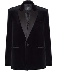Balmain - Velvet And Satin 1-Button Blazer - Lyst