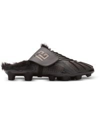 Balmain - Half Time Faux Fur-Lined Mules With Technical Fabrics - Lyst