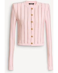 Balmain - Cropped Fléchage Knit Cardigan - Lyst