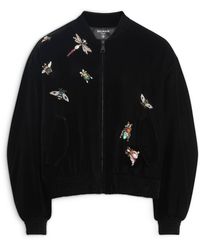 Balmain - Embroidered Velvet Insect Bomber Jacket - Lyst