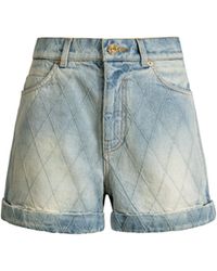 Balmain - Topstitched Denim Shorts - Lyst