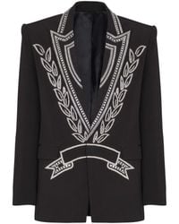 Balmain - Crepe 1-Button Jacket With Crystals - Lyst