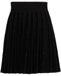 Balmain - Pleated Glitter Knit Skirt - Lyst