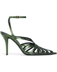 Balmain - Python-Effect Leather Cage Sandals - Lyst