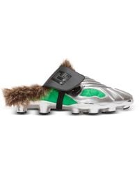 Balmain - Half Time Faux Fur-Lined Mules With Technical Fabrics - Lyst
