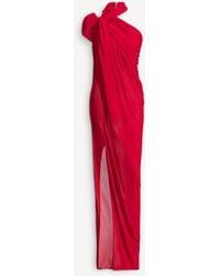 Balmain - Draped Jersey Maxi Dress - Lyst