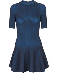 Balmain - Short Knitted A-Line Dress - Lyst