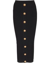 Balmain - Cable-Knit Midi Skirt - Lyst