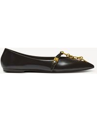 Balmain - Shiny Lambskin Sync Ballet Flats - Lyst