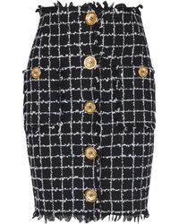 Balmain - Tweed Pencil Skirt With Buttons - Lyst