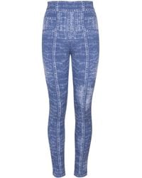 Balmain - Jacquard Knit Leggings With Denim Effect - Lyst