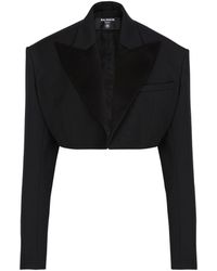 Balmain - Cropped Grain De Poudre Jacket - Lyst