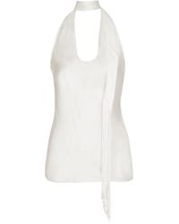 Balmain - Backless Fringed Satin Top - Lyst