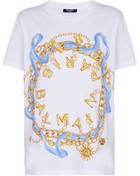 Balmain - T-Shirt With Paris Chain Print - Lyst