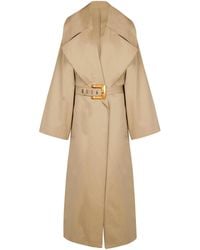 Balmain - Long Cotton Gabardine Trench Coat - Lyst