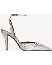 Balmain - Strappy Satin Pumps With Crystals - Lyst