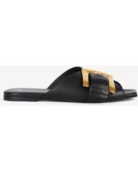 Balmain - Anthem Flat Calfskin Leather Sandals - Lyst