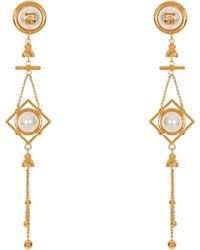 Balmain - Brass And Pearl Pendant Earrings - Lyst