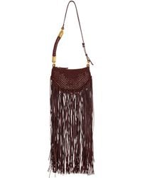 Balmain - Fringed Ébène Hobo Mini Bag - Lyst