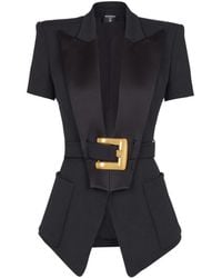 Balmain - Wool Blazer With Decorative Belt - Lyst