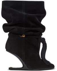 Balmain - No Wedge Suede Leather Ankle Boots With Tassel - Lyst