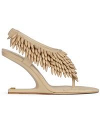 Balmain - No Wedge Beaded Suede Sandals - Lyst