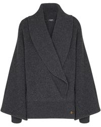 Balmain - Oversize-Pullover Mit Wickeloptik - Lyst