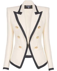 Balmain - Fitted Two-Tone Basketweave Jacket - Lyst