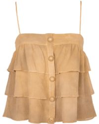 Balmain - Multi- Ruffled Spaghetti Strap Top - Lyst