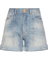 Balmain - Short Diamond Denim Shorts - Lyst