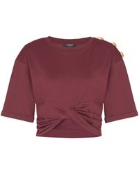Balmain - Cropped Tie T-Shirt - Lyst