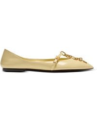 Balmain - Shiny Lambskin Sync Ballet Flats - Lyst