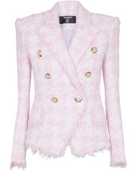 Balmain - Taillierte Tweedjacke Im Hahnentrittmuster Mit 6 Knöpfen - Lyst
