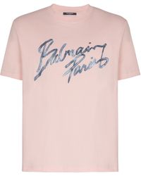 Balmain - Printed Cotton T-Shirt - Lyst