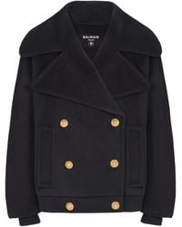 Balmain - Wool 4-Buttons Pea Coat - Lyst